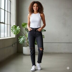 Abercrombie & Fitch Ultra High Rise Ankle Straight Distressed Jeans - Size 24